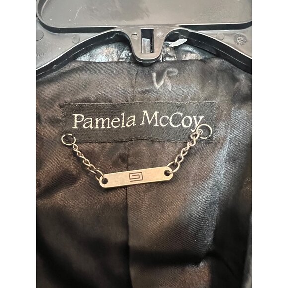 Pamela McCoy  Black Studded Genuine Leather Jacket With Embellished Back Desig - Picture 3 of 6